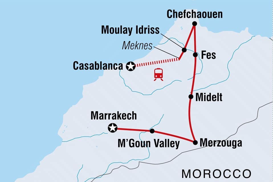 The map of Morocco Itineraries